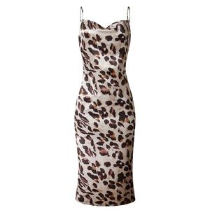 Leopard Satin Pencil Dress